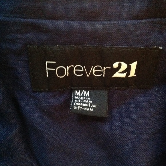 Forever 21 Women's Navy Blue Linen Blazer Size Medium - Picture 6 of 10